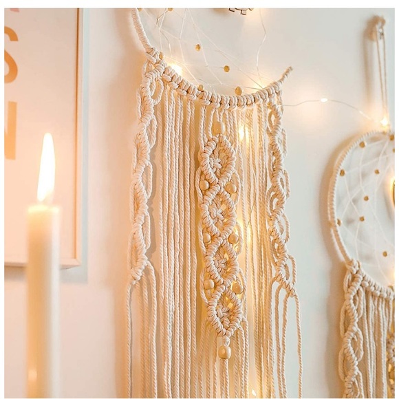 Handmade Boho Macrame Moon Owl Cotton DreamCatcher - Picture 2 of 5